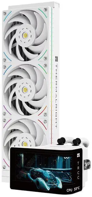 Thermalrlght Wonder Vision 360 UB ARGB White CPU Water Cooler,CPU Water Cooling System,6.67inch Curved Screen with 2400x1080 Resolution,for AM4/AM5,LGA1851/1700,7:3 Visual Scale Screen Ratio for 3D