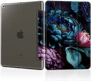 MEEgoodo Case for iPad 10.2 inch, Case for iPad 9th Generation 2021/ 8th Generation 2020/ 7th Gen 2019, Tablet Cover with Silk Texture & PC Back Cover, Beautiful Fantasy Flower
