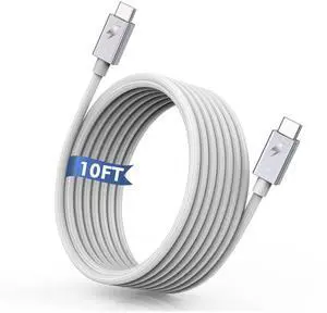 10FT Thunderbolt 4 Cable,[Intel Certified] Long 10Foot Thunderbolt Cable USB C Data Cord Support 40Gbps/8K Display/240W Fast Charging for USB4,Thunderbolt 3 Cord,Flexible for iPhone 16e/15,MacBook