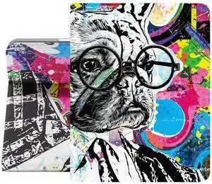 Berkin Arts for iPad Air 4th/5th Generation Case (10.9 Inch) Case 2020/2021 Folio Case Premium Leather Cover Maximalism English Bulldog Portrait