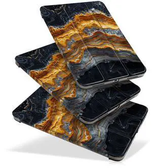 MecBevia Case Compatible with iPad Air 11 Inch M3 (2025) / M2 (2024), iPad Air 10.9 Inch 5th Gen (2022) / 4th Gen (2020), Hard PC Back Cover with Auto Wake/Sleep, Black Gold