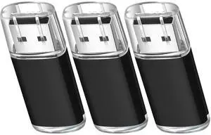 3-Pack 128GB in Black | High-Speed Data Transfer, Wide Compatibility | Perfect for Smartphones, Tablets & Laptops(3 Pack Plastic USB Black, 128GB)