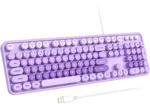 Atelus Large Print Keyboard, USB Wired Computer Keyboard, Full Size Keyboard with Number Pad for PC Laptop Desktop Windows 7 8 10 11 (Purple Colorful)