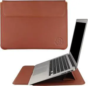 Color Brown Laptop Sleeve 11-13.3 Inch for chromebook Samsung go MacBook air Dell XPS Protective Leather Case Waterproof Shockproof Magnetic Closure Adjustable Stand Slim Fit Business NOT for 14-16