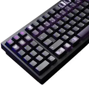 JSJT Purple PC Translucent Keycap - Black ABS Material Cherry Profile Keycaps, 210 Keys Shadow of The Night Theme Key Caps Suitable for Cherry MX Switch Mechanical Keyboards