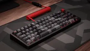 Das Keyboard DeltaForce Aviator Coiled USB-C Cable 6 Ft  GX16 Detachable Connector  Custom Coiled Keyboard Cable with Paracord Sleeving  USB-A to USB-C  Delta Red