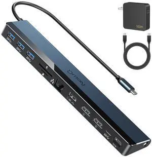 USB C Docking Station Dual Monitor with USB-C 100W Charger, 12-in-1 Laptop Dock with Dual HDMI 4K@30~60Hz, PD 100W, 5Gbps USB Ports*4, SD/TF Slot, Ethernet, Audio for MacBook/Dell/HP/Lenovo/Asus/Acer