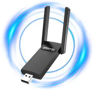 NEWFAST AC1300 USB WiFi Adapter for PC Desktop, Dual Band 867Mbps 5Ghz/300Mbps 2.4Ghz with Dual High-Gain Antennas, Wireless WiFi Adapter Supports Windows 8/8.1/10/11, Mac OS, AP Mode (NF-U327)