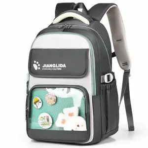 Leaper Cute Backpack for School : 18.5 inch Multi-pocket for Travel Daily - Nylon Water Resistant Anti Theft for Elementary Highschool Student - Gifts for Girls and WomenGray