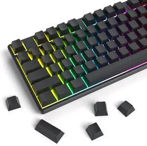 Guffercty kred Black Blank Keycaps Thick PBT Cherry Profile, 129 Keys Minimalist Dolch Keycap Set with 7U Spacebar for Mechanical Keyboard(Blank Black)