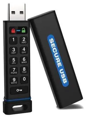 SecureData SecureUSB KP 256GB Hardware Encrypted USB Drive FIPS 140-2 Level 3 Unlock via Keypad TAA Compliant, CJIS, HIPAA, CMMC, GDPR Compliant, Works with Mac USB 3.0