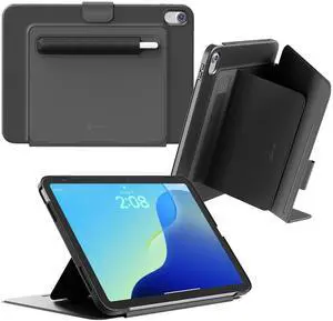 Proper iPad Case for 10th & 11th Gen (10.9)  Slim Folio Stand with 3 Viewing Angles + Portrait, Apple Pencil Holder & Pouch, Magnetic Back for Fridge/Board, SoftTouch Cover