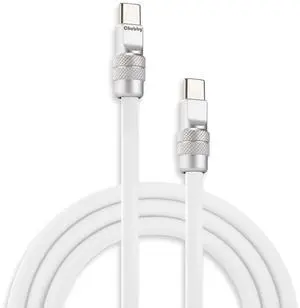 chubbycable Chubby 2.0 Fast Charging Cable Durable Soft Silicone USB C Cable 240W Extra Thick Charger Cord Compatible with iPhone 17-15 Series iPad, White, Type-C to Type-C, 6.6 FT