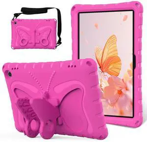 YGTRLKP For Kindle Fire Max 11" (2023) Butterfly Wings Kickstand kids girl Tablet Case EVA Material Light Weight Shockproof Rugged Heavy Duty Kids Tablet Case for Kindle Fire Max 11" (2023) (Rose red)