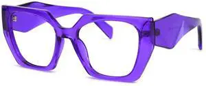 VOOGLAM Square Purple Plastic Fashion Eyeglasses for Women with HD Clear Vision Faridah