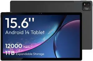 MESWAO 2025 15.6 Inch Pro Android 14 Large Tablet, FHD IPS Display, Helio G99 Octa-Core, 8GB RAM 256GB ROM Expandable 1TB, Quad Speakers, 12000mAh Battery, 30W Fast Charging, Dual Wi-Fi, 32MP Cameras
