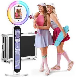 Kemaituo Portable Photo Booth Machine with RGB Ring Light for iPad 9.7/10.2/10.9/12.9 inches Support Custom Logo, Perfect for Selfies, Parties, Rentals & Events