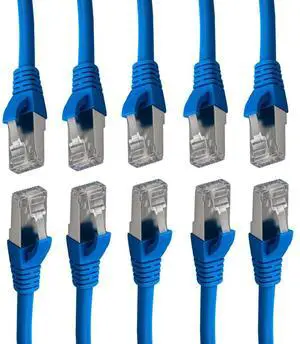 Cablix S/FTP Cat 6A Shielded Patch Cord with Boot, 3ft, Blue  High-Performance Ethernet Cable for Secure Networking (10 Pack, Blue, 1 ft)