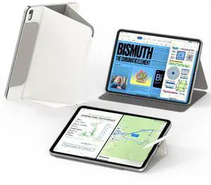 Feams V Fold Case for iPad (A16) 11th Generation 11 Inch 2025, iPad 10th Generation 10.9 Inch 2022, V-Shaped Standing Magnetic Detachable Clear Back Case with Portrait Mode & Auto Sleep, Cream White