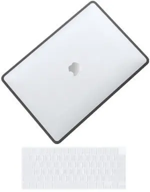 Se7enline Compatible with 2025 MacBook Air M4 15 inch Case for Mac Air 15.3 M4 M3 M2 Chip A2941/A3114/A3241 TPU+PC Anti-Fingerprint Matte Laptop Hard Shell Case & Keyboard Cover, Transparent&Black