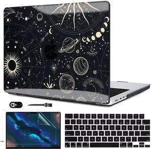 LCMOCICO for M5 MacBook Pro 14 inch Case 2025 2024 2023-2021 Model A3434 A3112 A3185 A3401 A2779 A2442 A2918 A2992, Plastic Hard Shell Cover for Mac 14 M5 M4 M3 M2 M1 Pro/Max Chip, Constellation