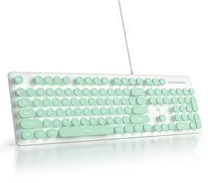 surmen Cute Quiet Keyboard Wired Green Typewriter Keyboard, Light Up Backlit PC Keyboards with Retro Round Keys Full Size 104 Keys for Office Computer (Green) surmen Cute Quiet Keyboard Wired Green Typewriter Keyboard, Light Up Backlit PC Keyboards with Retro Round Keys Full Size 104 Keys for Office Computer (Green)