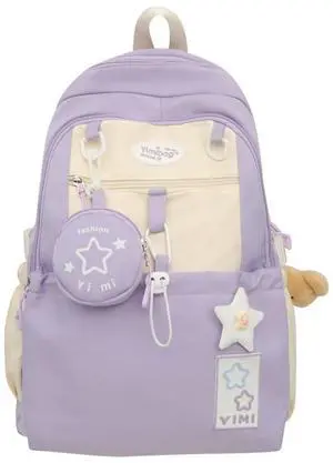 MININAI Coquette College Backpack Y2K Kawaii Preppy Large Laptop Bookbag Casual Aesthetic Fashion Travel Daypack for Women (Purple)