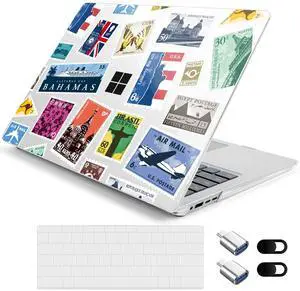 Loyrina Hard Case for 15-inch Microsoft Surface Laptop Copilot+ PC 2024 (7th Ed) Fashionable Lightweight Floral Design Transparent Clear Laptop Shell, with TPU Keyboard Cover & OTG Adapters, Stamp