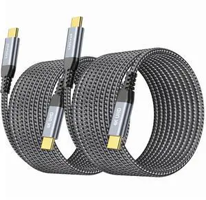 USB C Cable [10FT 2-Pack], USB 3.2 Gen 2x2, 4K HDR Video Output, 100W Fast Charging, Data Transfer Cord for Dell Type C Monitors, USB C Portable Screens, Meta/Oculus Quest, iPhone 15, MacBook, Webcam
