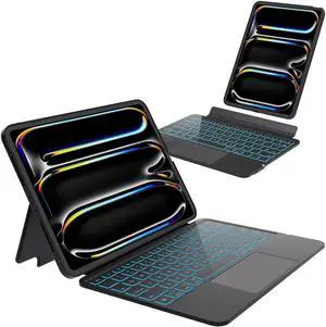 Otuoor iPad Pro 11 Inch Case with Keyboard (M4, 2024), Magnetic Detachable Keyboard Case for iPad Pro 11 Inch (5th Gen) with 7 Colors Backlight, Multi-Touch Trackpad, Portrait/Landscape Mode (Black)
