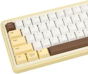 JOLINTAL Cute PBT Keycaps 130 Keys, Minimalist Style Brown Bear Keycap, Cherry Profile Dye-Sublimation Custom Key Caps for Cherry MX Switches Mechanical Gaming Keyboard 60% 75% 100%