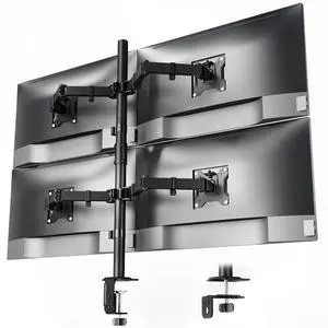monTEK Quad Monitor Stand Mount, Fully Adjustable Desk Mount for 4 Screen up to 17-32 and 22lbs Capacity Each Arm, Stable Monitor Arm with C Clamp and Grommet Base, VESA 75x75mm/100x100mm