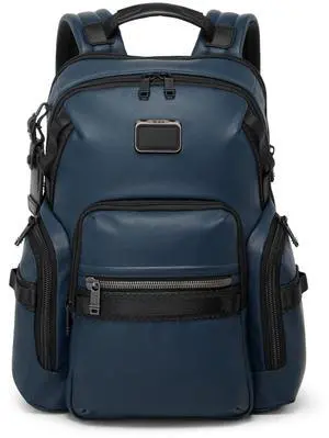 Tumi Men's Navigation Backpack, Navy Coated Canvas, One Size