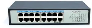 WIWAV S1616-16G 16-Port Gigabit Unmanaged Ethernet Switches - Full Duplex LAN Hub for Enterprise, Business, Home, Office, NAS, AP, PC, IP Surveillance (Metal, Plug&Play, Fanless)