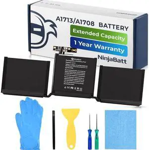 NinjaBatt A1713 A1708 Replacement Battery for MacBook Pro 13-inch A1708 (Late 2016,Mid 2017 Years) - [54.5Wh/11.40V ]