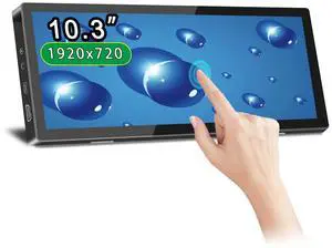 Portable Monitor 10.3-inch Touchscreen 1920 * 720 Long Bar Monitor, IPS Full Lamination Panel, Built-in Dual Speakers, HDMI Type-C Port, Suitable for Mac,laptops,PC,Switch, Phone