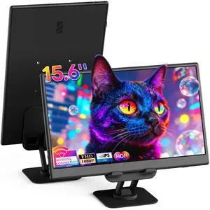 Wireless Portable Monitor for Laptop/PC, 15.6" FHD IPS Travel Monitor with Stand, Built-in G-Sensor, Auto Rotate, HDMI/Type-C, Eye Care, PU Bag, VESA Mount for Mac/Phones/PS5/PS4/Xbox/Switch