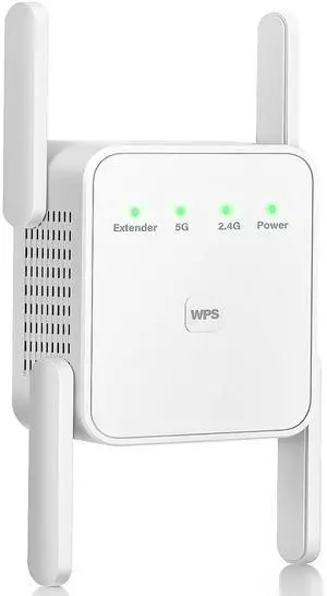 WiFi Extender Signal Booster-WiFi Booster 1200Mbps Dual Band (5GHz/2.4GHz) 360 Full CoverageUp to (10000 sq.ft) and 35 Devices 1-Tap Setup, WiFi Repeater with Ethernet Port (White)