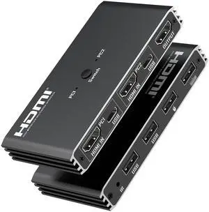 HDMI KVM Switch for 2 Computers - 4K@60Hz, Share 1 Monitor & 4 USB Devices, Keyboard, Mouse, Printer, Includes 2 USB Cables & Remote Controller (no Batteries) HDMI KVM Switch for 2 Computers - 4K@60Hz, Share 1 Monitor & 4 USB Devices, Keyboard, Mouse, Printer, Includes 2 USB Cables & Remote Controller (no Batteries)