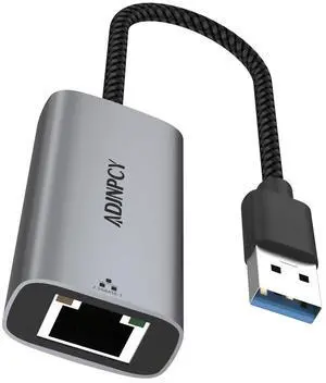 ADJNPCY USB A to Ethernet Adapter 2.5G, Aluminum, Computer Network Internet LAN Dongle, Compatible for NAS, MacBook Air/Pro, XPS,Windows, macOS (USB-A to 2.5G-AR01)