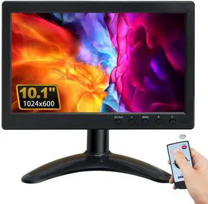 WHOLEV Security Monitor 10.1" FHD CCTV PC Monitor with VGA HDMI BNC AV USB Input Built-in Speaker 178 Wide Angle for Raspberry Pi Game Computer