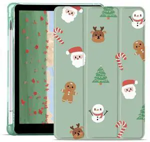 JOYLAND Christmas Santa Case for 10.9 Inch iPad Air 4 2020/iPad Air 5 2022 with Pencil Holder, Cute Foldable Smart Stand Back Cover, Auto Wake/Sleep Shockproof Protective for iCase