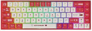 AK680 Wired Compact Mechanical Keyboard, 68 Keys Red-White Layout, Hot-Swappable Tactile Brown Switch Gaming Keyboard with Multicolor Backlight, Eva Foam Dampening, for Gaming & Typing