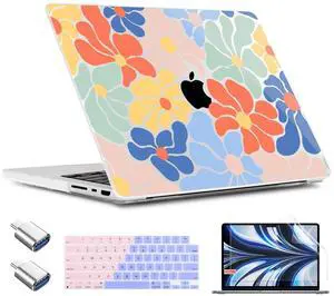 TWOLSKOO for MacBook Pro 14 inch Case M5 M4 M3 M2 M1 Pro Max Chip (2026-2021), Plastic Hard Shell & Keyboard Cover & Type C Adapter & Screen Protector, Chamomile Blue