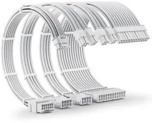 AsiaHorse 12VHPWR PSU Extension Cable Kit for RTX 50/40 Series, 16AWG Pcie 5.0 Cable Extension Kit Soft Braided 16PIN to 16PIN Cable Kit, 24pin ATX /4+4pin EPS /12+4pin 30CM