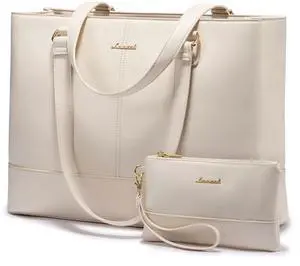 LOVEVOOK Laptop Tote Bag for Women 15.6 Inch Work Bag Leather Laptop Purse with Clutch, Large Computer Briefcase Bag for Office Business Teacher Casual