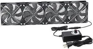 12025 4 * 120 mm x 25 mm Small Brushless Axial Cooling Fan Big Airflow, AC 100V - 240V Speed Control Fan, for Cabinet Computer Case Chassis Server Workstation Amplifier Pet Box Cooling (4)