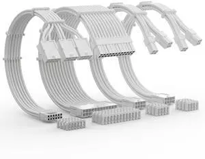 AsiaHorse 12VHPWR Cable Extension Kit, 16AWG Pcie 5.0 PSU Cable Extension Kit Soft Braided Power Supply Cable Extension, 24pin ATX /4+4pin EPS /12+4pin 30CM Length with Cable Combs