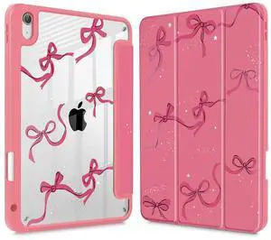 May Chen for iPad (A16) 11th Generation Case 11 Inch 2025, iPad 10th Gen Case 2022 10.9 inch, Built-in Pencil Holder with Shockproof Cover Transparent Back Shell Auto Wake/Sleep, Watermelon red Bow