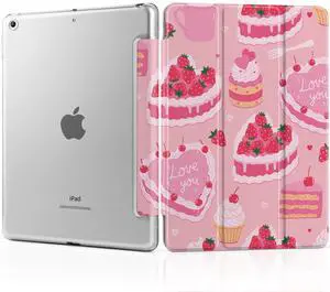 MEEgoodo Case for iPad 10.2 inch, Case for iPad 9th Generation 2021/ 8th Generation 2020/ 7th Gen 2019, Tablet Cover with Silk Texture & PC Back Cover, Cute Pink Desserts